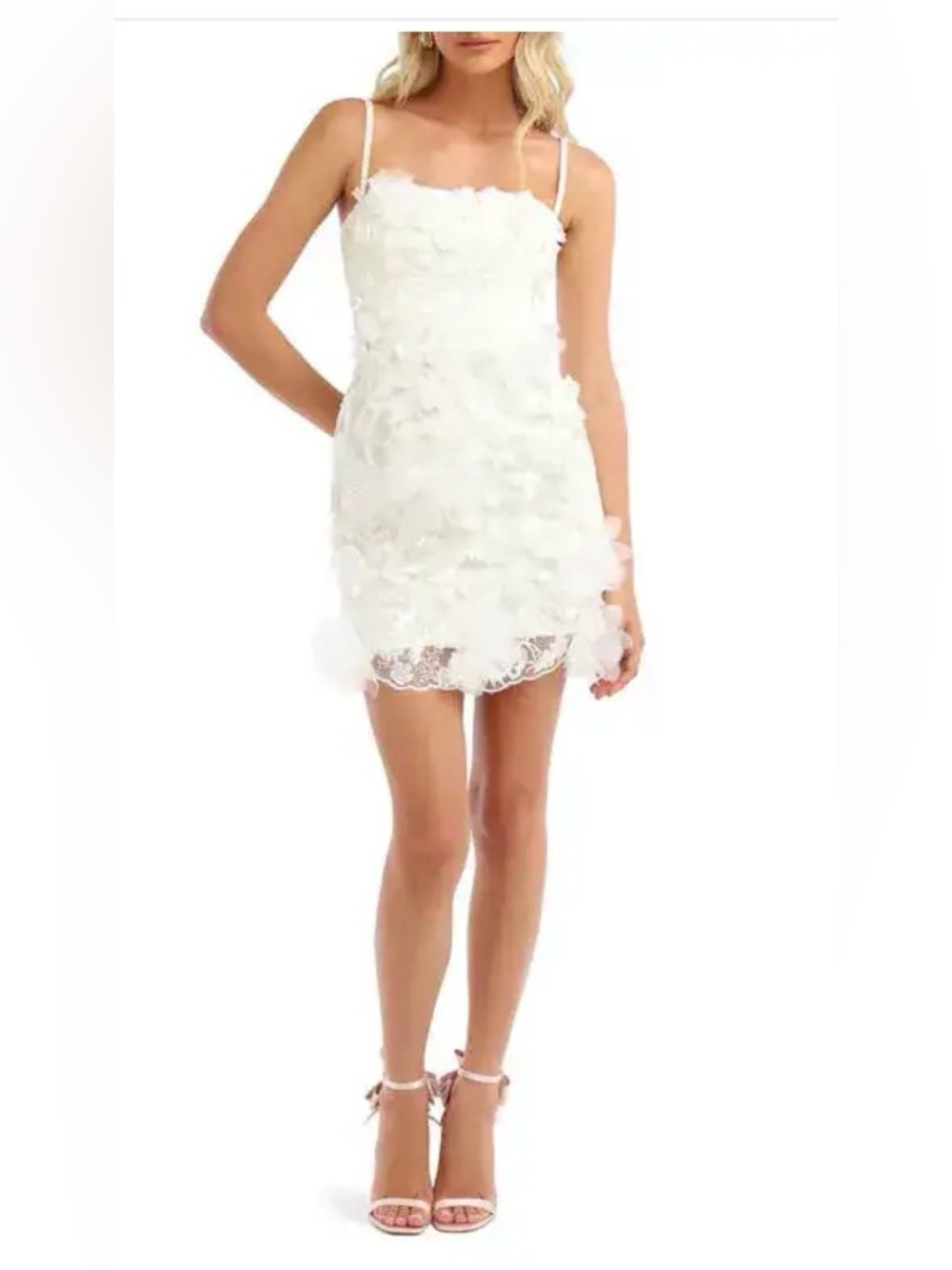 helsi hilma ivory white 3d floral applique sequin embellished mini dress XS NEW